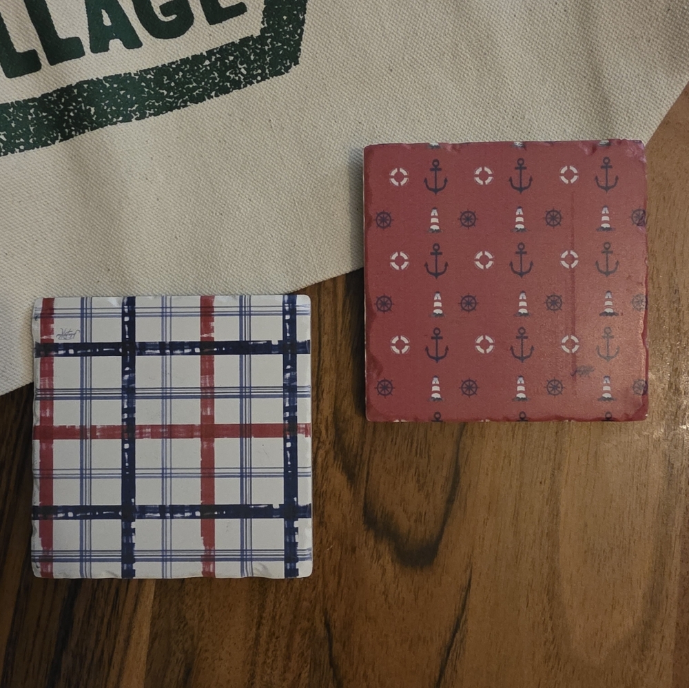 💕Last Chance💕FREE💕Nautical Themed Coaster Set - Red and Blue